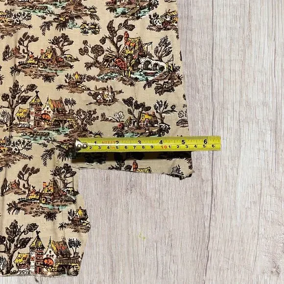 VTG Fabric Vat Color Print Farmhouse Cottage Lake Pre Shrunk 2 Pieces Read